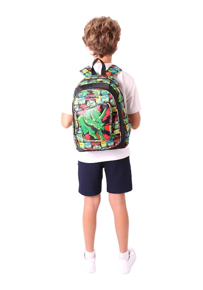 Kaukko Kids Üç Gözlü Erkek Çocuk Okul Sırt Çantası 3d Gergedan Detaylı - L5263 Siyah - Yeşil