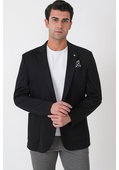Comfort Fit Esnek Rayon Pamuk Karışım Torba Cepli Siyah Blazer Ceket C 744 Comfort Fit Esnek Rayon Pamuk Karışım Torba Cepli Siyah Blazer Ceket C 744