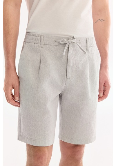 Avva Erkek Gri Beli Lastikli Keten Karışımlı Relaxed Fit Şort B003731