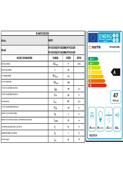 Narte NT-H20160B 60 CM Cam Eğimli Davlumbaz