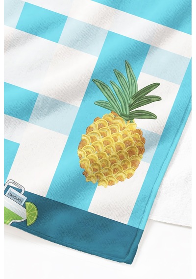 Ananas Kokteyl Temalı Ekose Plaj Havlusu - Tropikal Modern Mavi Beyaz Hızlı Kuruyan Mikrofiber Havlu Yağmur Mercan Ananas Kokteyl Temalı Ekose Plaj Havlusu - Tropikal Modern Mavi Beyaz Hızlı Kuruyan Mikrofiber Havlu Yağmur Mercan