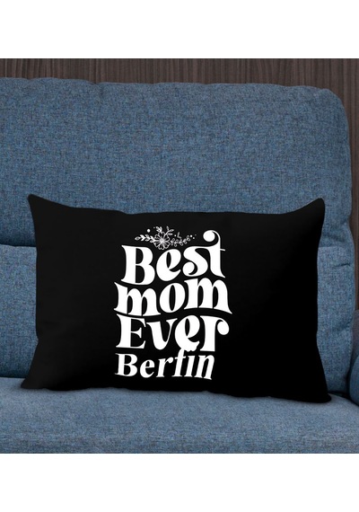 Bk Gift Kişiye Özel İsimli Anneler Günü Tasarımlı Premium Kumaş Siyah Dikdörtgen Kırlent Yastık, Anneler Günü Hediyesi, Ev Dekorasyonu-1