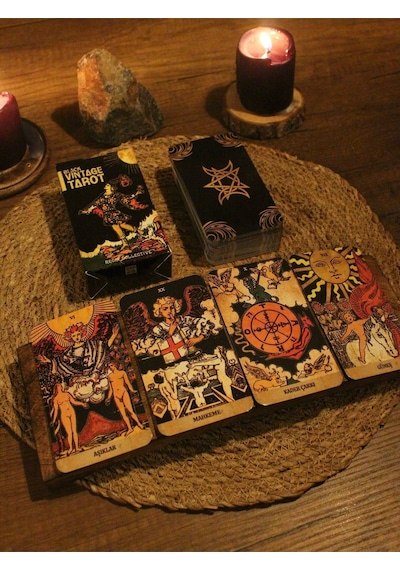 Vintage Tarot Destesi 78 Kart - Arındırma Kesesi - Demet Tütsü
