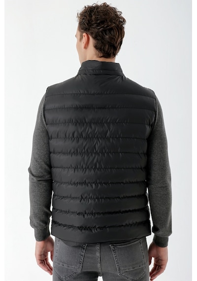 Morven Erkek Siyah Polyester Çıtçıtlı Kapitone Yelek