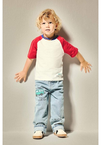 Defacto Baggy Fıt Esnek Baskılı Jean Pantolon Erkek Bebek I0138a526aunm39 Mavi-nm39