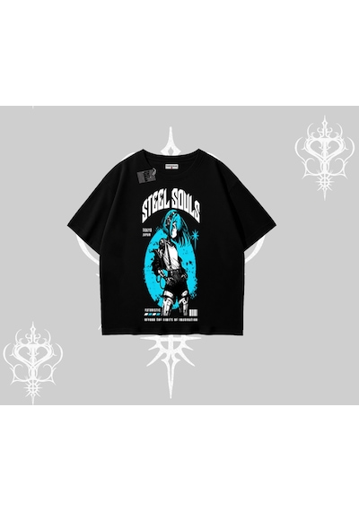 Tarzsokak Oversize Tshirt Anime Cyberpunk Kız Baskılı Siyah
