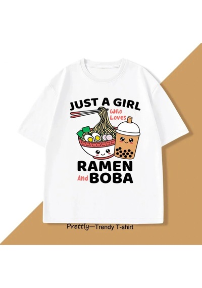 Startmore Beyaz Sadece Ramen Ve Boba'yı Seven Bir Japon Yemeği Ramen Sevgilisi Komi Beyaz