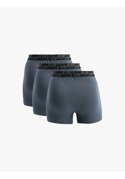 Koton Regular Fit Baskılı Bel Detaylı Pamuklu 3'lü Boxer Seti Antrasit 6slm90034mk