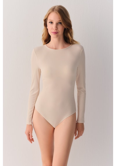 Suwen Fine Rib Modal Ribanalı Body St6004612036 Ekru