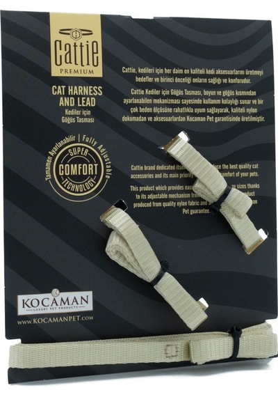 Cattie Dokuma Kedi Göğüs Tasma Ve Uzatma Seti 1x25-40 CM Haki