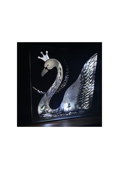 Özel Tasarım 5 Katmanlı Ahşap Dekoratif Kuğu Gece Lambası Beyaz - 738350990 Beyaz