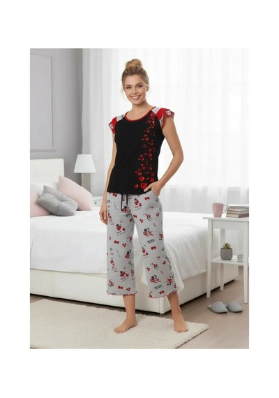 Meks Berrak Bayan Kapri Pijama Takım 5131 - 22 - Renk: Fuşya / Beden: S AÇIK GRİ