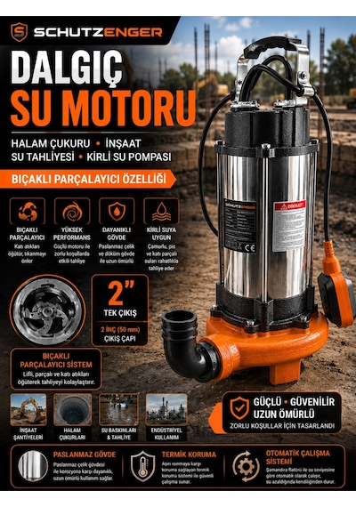 Alman Bıçak Sistemli 5 Hp Foseptik Dalgıç Pompa Kirli Su Pompa Şamandıralı 750f Kuyu Boşaltma Motoru
