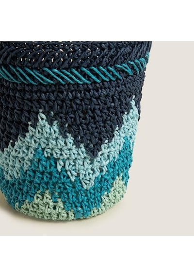 Boho Coastal Tığ İşi Kokulu Mum 14x17 Cm Mavi 50 x 22