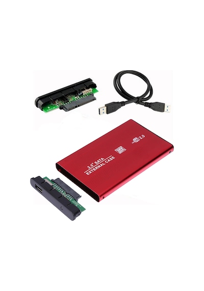 2.5 Hdd Kutusu Usb 2.0 Harici Metal Harddisk Kutusu Kırmızı