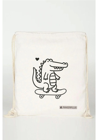 Rakerplus Tbons Özel Tasarım 35x40 Cm Unisex Ham Bez Büzgülü Sırt Ayakkabı Çantası Natural