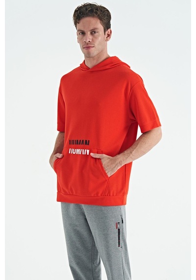 Tommy Life Fiesta Kanguru Cepli Yazı Nakışlı Kapüşonlu Erkek T-shirt - 88195 001