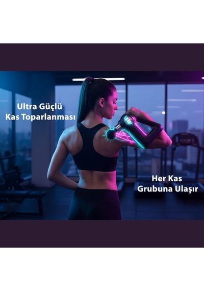 Hilda Sk-988 Profesyonel Masaj Aleti 32 Kademeli Hız 8 Başlıklı Lcd Ekranlı Derin Doku & Tüm Vücut Masaj Tabancası Siyah