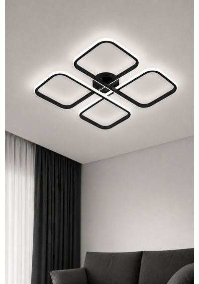 Nuvo Led Plafonyer Avize Beyaz Işık Siyah