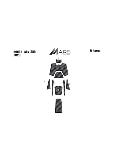 Honda Adv 350 Tank Pad Ve Grenaj Kaplama 2023- 9 Parça Siyah 98115437