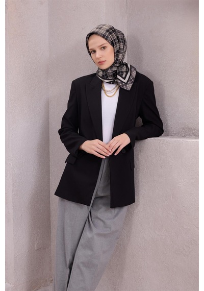 Belli İpek Eşarp - 4218-88 Siyah Füme Twill
