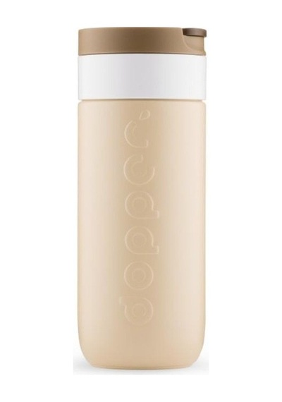 Dopper Travel Mug Yalıtımlı Termos Bardak 400 Ml - Toprak Kahvesi Açık Kahve / Beyaz