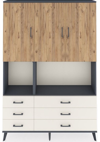 Arges Dolap 6 Raflı 6 Çekmeceli 3 Kapaklı 132x30x195 Antrasit... Antrasit