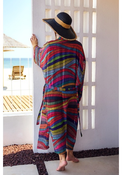 Remsa Mayo Remsa Tesettür Mayo Üzerine Tek Kaftan Kimono Pareo Siyah03 Rp022 Puket Siyah03