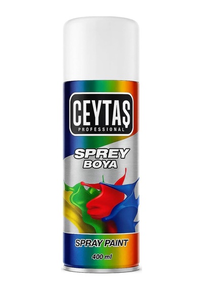 Ceytaş Profesyonel Sprey Boya, Akrilik Esaslı, Yüksek Kapatıcı, Hızlı Kuruma, Güneş Işığına Day Beyaz