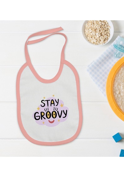 Bk Kids Stay Groovy Tasarımlı Pembe Bebek Mama Önlüğü Pembe