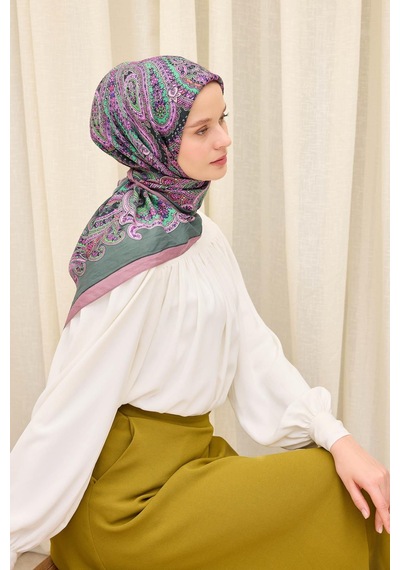Silk Home Velora Eşarp Ethnic Koyu Yeşil 90x90 Çok Renkli