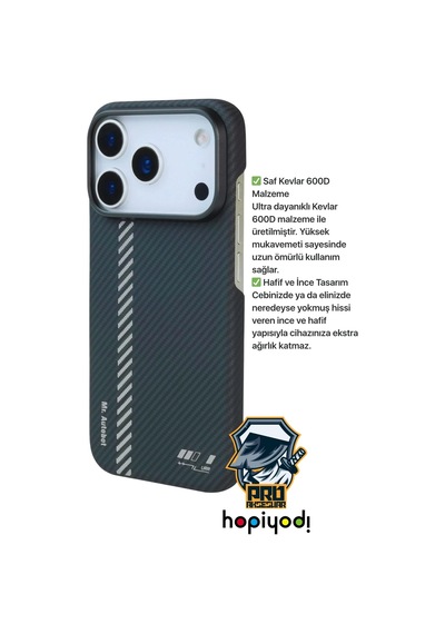 Apple Uyumlu iPhone 17 Pro Max Kılıf M-safe Şarj 600d Güçlü Kamera Çerçeveli Pure Kevlar Fiber Turuncu-siyah Hafi