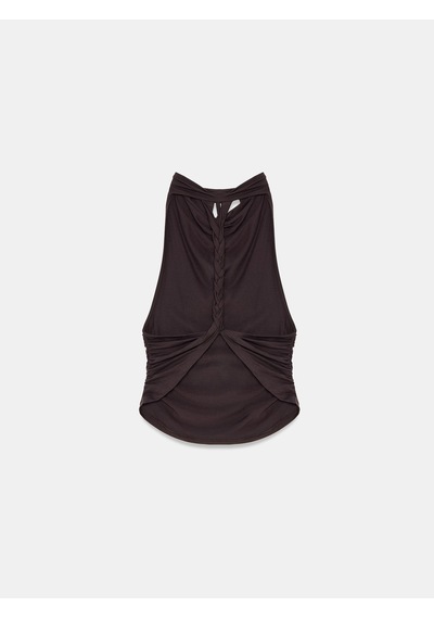 Dilvin 21246 Degaje Yaka Top-koyu Kahve