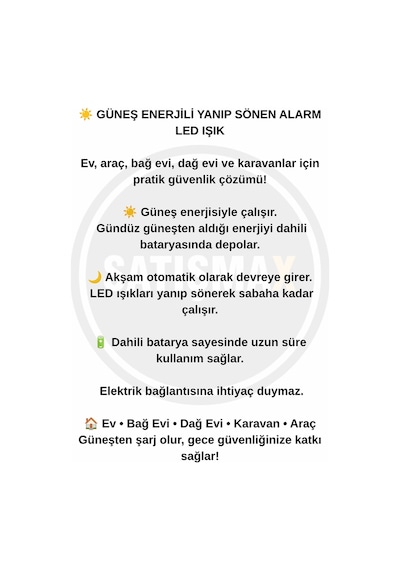Caydırıcı Ev Ve Araç Güvenlik Yanıp Sönen Alarm Led Işık Solar