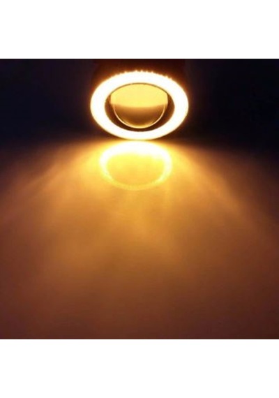 89 Mm Turuncu Mercekli Angel Led Halkalı Sis Far Metal Gövde
