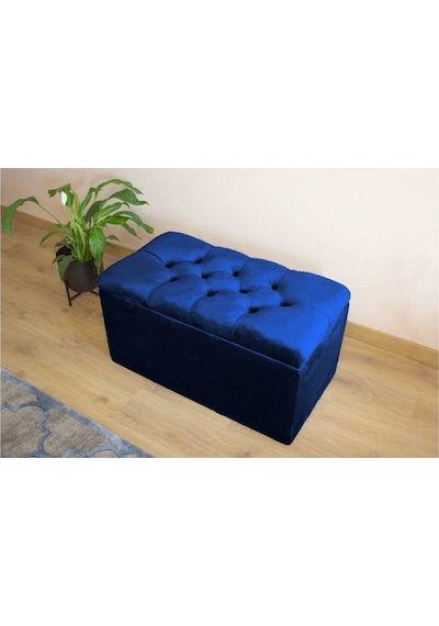 Lüks Sandıklı Kapitoneli Puf 70 Cm Gri