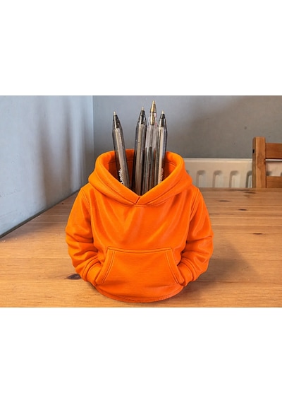 3d Baskı Kapüşonlu Sweatshirt Kalemlik - Masaüstü Organizer-turuncu Çok Renkli