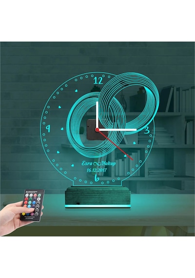 Luvivia Sevgiliye Hediye Yüzük Alyans Yıldönümü Kişiye Özel Saatli 3d Lamba - Masa Gece Lambası