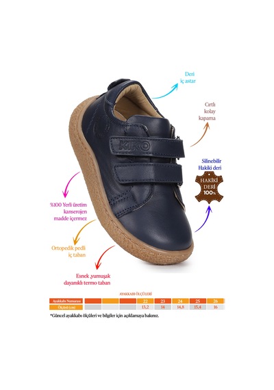 Kiko Kids Luqa %100 Deri Günlük Erkek Bebek Spor Ayakkabı Beyaz