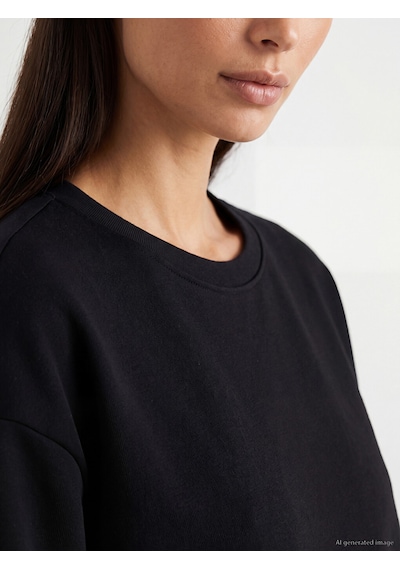 Lcw Everyday Siyah Oversize Soft Touch Kadın Sweatshirt