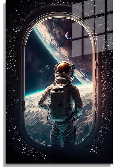 Space/uzay Yapay Zeka Özel Tasarım Cam Tablo Ofis, Mutfak Çocuk Odası, Salon 104