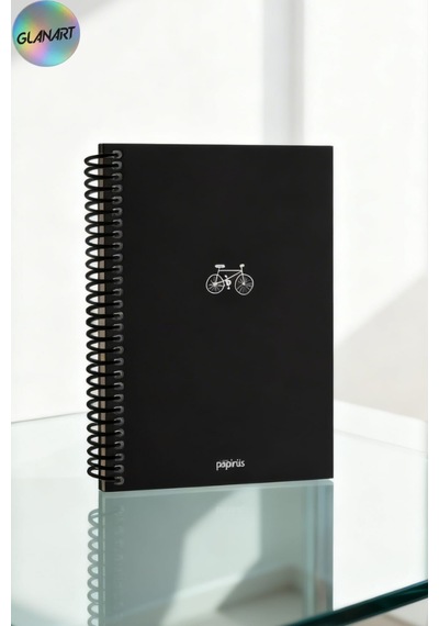Spiralli 100 Yaprak Çizgili Orta Boy Sert Kapak Defter Kraft Kağıt 16x23 Cm Dışı Siyah