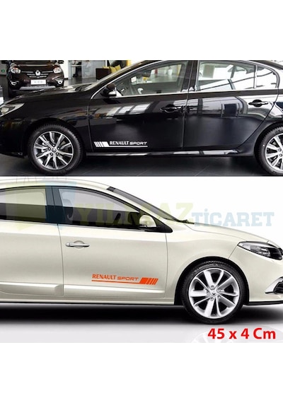 Renault Sport Yan Kapı Altı Marşpiyel Oto Sticker Etiket 2 Adet 45 X 4,5 Cm