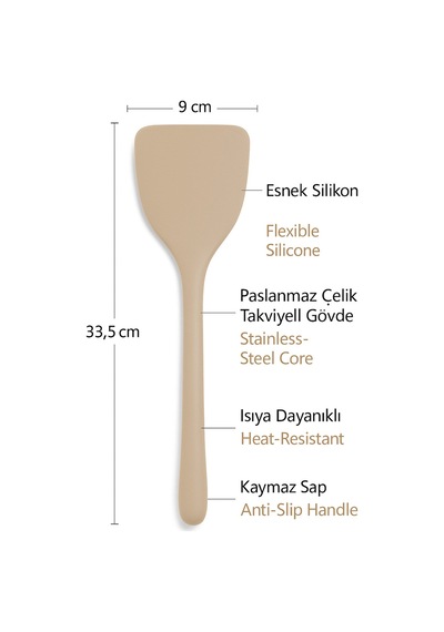 Greenpan Silikon Lasanya Spatula Bej Platinum Silicone Bpa İçermez 200 C Isıya Dayanıklı Krem