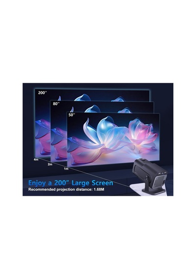 Hy320 Mini Led Projektör 1080p Full Hd & 4k Destek, Wi-fi 6, Bluetooth, Android Smart Siyah