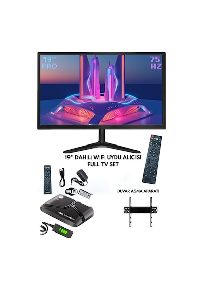 Sn-ha-ma 19'' 49 Ekran Pro Dahili Hoparlör Dahili Wifi Uydu Alıcısı Full Set Tv Monitör Hdmı-vga-usb-rca
