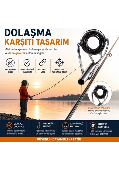 Valkyrie 80 Adet Olta Kamış Uç Yüzüğü Seti 10 Farklı Boy Seramik Halkalı Dolanma Önleyici Kılavuz Yüzük Seti