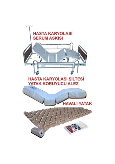2 Motorlu Hasta Karyolası + Hasta Yatağı + Baklava Dilimli Havalı Yatak Karyola