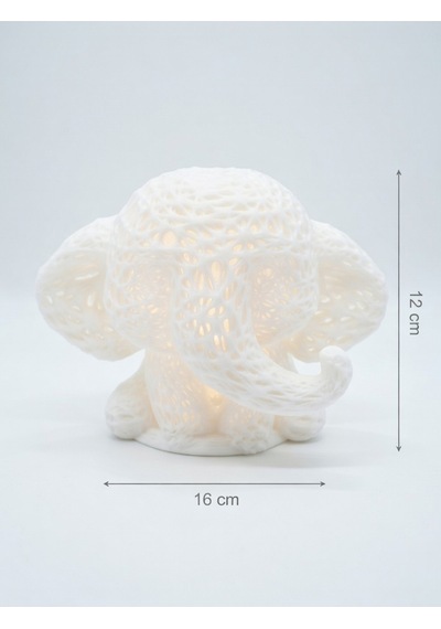 Sevimli Fil Çocuk Odası Gece Lambası 3d Tasarım Led Işıklı Masaüstü Mesh Dekor Hediyelik Beyaz