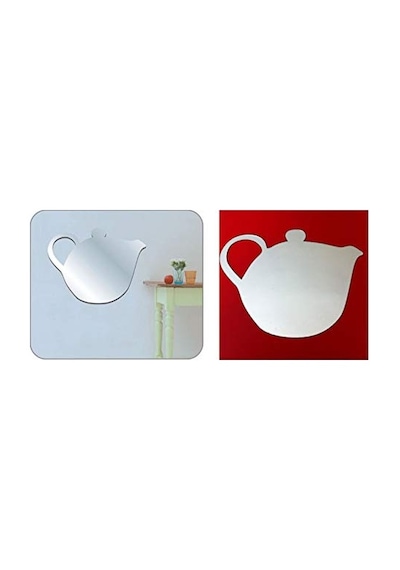 Aynalı Duvar Süsü Sticker Çaydanlık Şekilli Çok Renkli